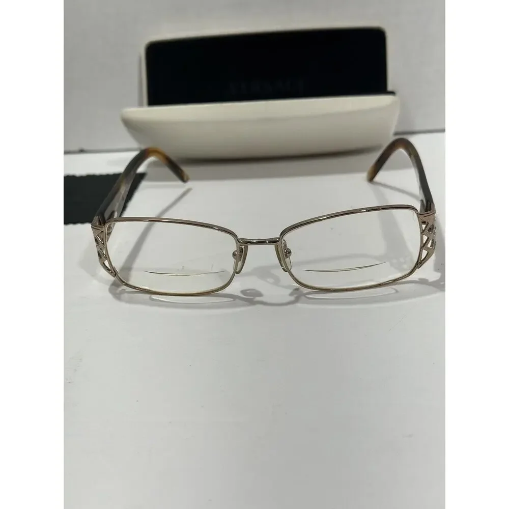 Versace MOD 1160 1052 Gold Brown Eyeglasses Frames 53-16 130 Italy + Case &Cloth